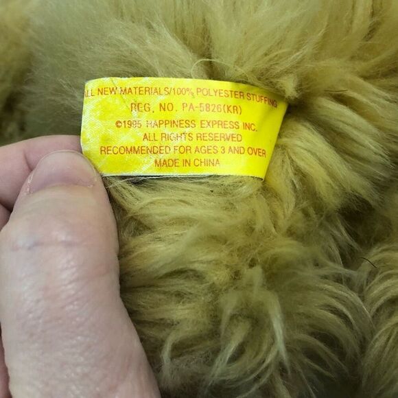vintage 1995 happiness always the dog fluffy fur fuzzy plush 14” blonde puppy - Picture 4 of 9
